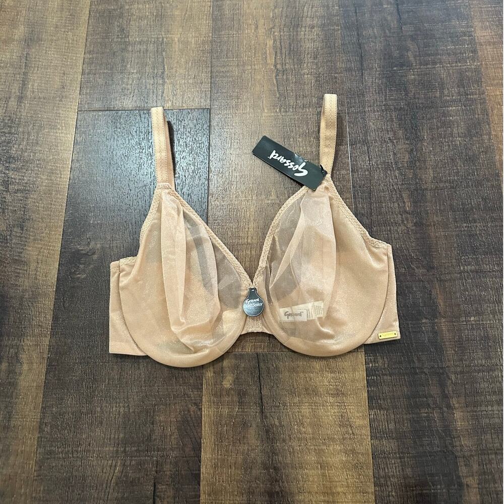 NWT Gossard Glossies Sheer Underwire Bra Nude Beige 32H - Picture 2 of 9